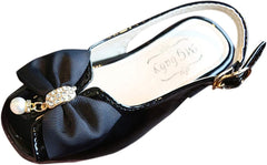 Girls' Sandals Sandals Princess Bowknot Crystal Shoes -Toe Toddler Baby Girls Children Girl's Shoes (Black, 12.5 Little Kid)