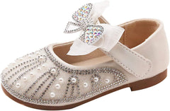 Toddler Dress Shoes Flower Girl Shoes for Cute Toddler Mary Jane Shoes Lace Flore Ballet Flat for Walking Shoes (Red, 2-2.5 Years Toddler)