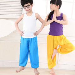 Summer Boys and Girls Cotton Pants Children's Baby Loose Silk Trousers Gray
