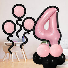 27Pcs Happy 4th Birthday Decorations Pink 4 Balloons,4th Year Old Party Supplies, Foil Helium Mylar Agate Star Heart Shaped Balloons Hot 4th Birthday Balloon for Princess Girl 4 Birthday Baby Shower