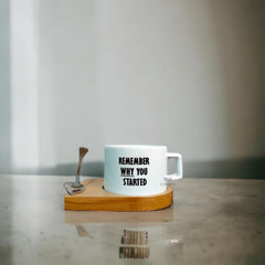 Motivation Themed White Cup Saucer and Spoon, Be a Voice not an Echo, 7 oz