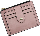 Men Women Front Pocket Wallet, Multi-slots Credit Card Holder Purse, Faux Leather Wallet Coin Pouch, Minimalist Money Clip Wallet for Id Window and Credit Business Occasion Pink