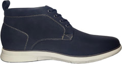 Mens Black Leather Casual Chukka Boots With Lace-Up Closure & Rubber Sole