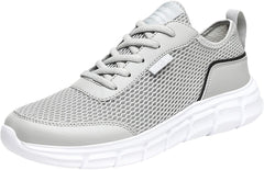 Fashion Spring and Summer Men Sports Shoes Flat Lightweight Mesh Breathable Lace Up Solid Color Casual Style Sneaker for Men Wide (White, 8.5)