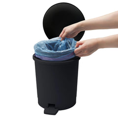 13 Gallon Black Plastic Trash Can with Lid, Heavy-Duty Indoor Garbage Can for Kitchen, Bathroom, Office, Home, Silent Closing & Easy-Clean Design