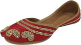 Red Jutti Flats for Women Punjabi Jootis Shoes Bohemian Flat Sandles Handmade Beaded Traditional Ballerina