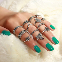 15Pcs Vintage Ring Set Punk Stacking Rings Knuckle Midi Ring Set Gift For Women Silver