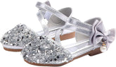 Girls Wedding Sandals Children's Girls Crystal Dress Shoes Glitter Princess Sandals Children's Sandals Spring Summer (Silver-a, 9.5 Little Kids)