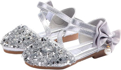 Girls Wedding Sandals Children's Girls Crystal Dress Shoes Glitter Princess Sandals Children's Sandals Spring Summer (Silver-a, 9.5 Little Kids)