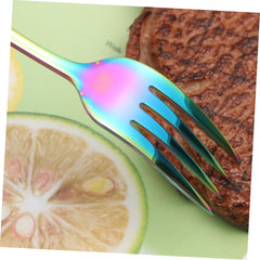Colorful Stainless Steel Dinner Forks Premium Food Serving Utensils for Home Kitchen Elegant Design for Western Cuisine Dishwasher Safe for Fruits Desserts