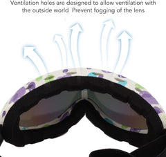 Adorable Dog Goggles Pet Sunglasses with UV Protection, Waterproof, and Adjustable Strap for Puppy Dogs Small Medium XS, Ideal for Outdoor Activities (White Purple Frame)