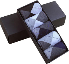 VALICLUD Men's Socks 5 Pairs of Comfortable Warm Cotton Crew Socks Rhombus Embroidery Sizes 38-43