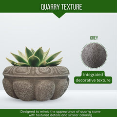 Elly Décor Plastic Cantera Planter 10x5 in. Pot Cantera Design Decorative for Indoor and Outdoors Plants Round Flower Pot White cantera