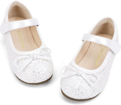 PANDANINJIA Toddler Dress Shoes Bowknot Mary Jane Shoes Girls Ballet Flats for Kids Wedding Party Uniform Church Shoes