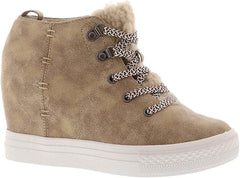 Not Rated Women's Fashion Trendy Faux Suede Lace System Tiburon Wedge Sneakers Boot