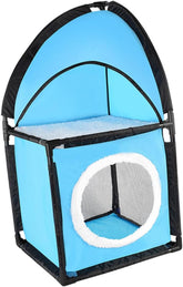 Double Cat Tree with Tunnel Design Play House for Kittens and Cats Premium Scratch Post Bed Safe Material for Multiple Cats and Indoor Use