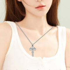 YARNOW Stainless Steel Cremation Jewelry Pet Urn Ashes Holder Necklace with Cross Pendant Keepsake Memorial Necklace for Dogs and Cats