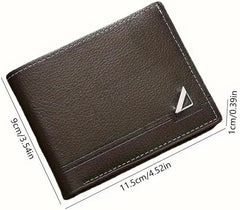 Men's Business Horizontal Short Wallet Money Clip, Fashion Large Capacity PU Leather Wallet