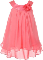 Satin Bib Neckline & Chiffon A-line Big Girls Flower Girl Dress