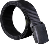 Airport Friendly Men's Canvas Web Belt with Non Metallic Automatic Plastic Buckle Lightweight Nylon Woven Casual Belt for Outdoor Military Jeans and Business Pants in Black Tank