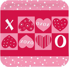 8-Count Deep Dish Square Paper Dinner Plates, Crafty Hearts