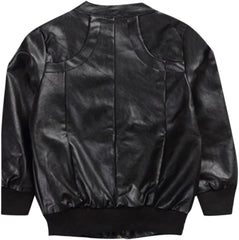 Toddler Boys Outerwear Toddler Kids Little Boys Long Sleeve Faux Leather Zipper Jacket Spring Autumn (Black, 8-9 Years)