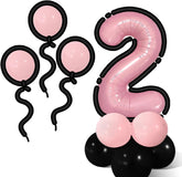 27Pcs Happy 2nd Birthday Decorations Pink 2 Balloons,2nd Year Old Party Supplies, Foil Helium Mylar Agate Star Heart Shaped Balloons Hot 2nd Birthday Balloon for Princess Girl 2 Birthday Baby Shower