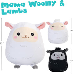 BenBen Lamb Plush Toy, Set of 3, 12" and 7'' Squishy Lamb Stuffed Animals, Kawaii Sheep Plushies Gift for Kids, Cute Plush Pillow, Easter Basket Stuffers