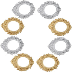 Mobestech 8Pcs Vintage Resin Picture Frames Small Jewelry Display Ornaments Retro and Silver Oval Mini Frames for Home Decoration and Photo Props