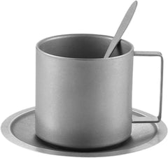 Coffee Mug Coffee Cup Smooth for Latte Juice for Men Women Unbreakable with Handle for Camping Tea Cup with Saucer and Spoon