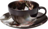 Yamashita Craft 15052230 Cup Saucer, Ceramic, Diameter 3.7 x 2.2 inches (9.5 x 5.7 cm), 8.8 fl oz (250 cc), Black Marble Coffee Bowl and Saucer, Lightweight
