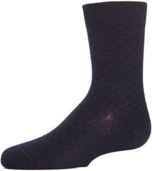 MeMoi Boys' Basket Weave Mercerized Cotton Crew Socks