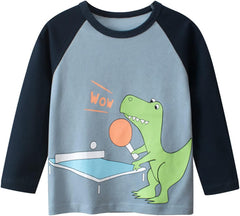 Kids Boys Cute Dinosaur Print T Shirt Toddler Long Sleeve Crewneck Tops Autumn Casual Tee