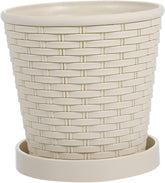 Milisten 1set Multi-Purpose Resin Planter Pot with Tray for Indoor and Outdoor Use for Growing Vegetables and Flowers Scratch-Resistant and Design