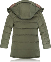 BILIKEYU Kids Down Outerwear Hooded Boys' Warm Jacket Puffers Winter Coats Girls' Solid Boys Coat&jacket Ski (Green, 9-10 Years)