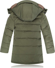 BILIKEYU Kids Down Outerwear Hooded Boys' Warm Jacket Puffers Winter Coats Girls' Solid Boys Coat&jacket Ski (Green, 9-10 Years)