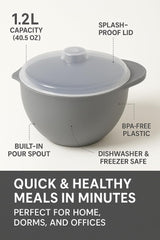 Microwave Soup & Stew Maker Bowl with Lid & Spout – 1.2L Container for Rice, Pasta, Noodles, Cereal & Oats – BPA-Free, Dishwasher Safe, Great for Home, Dorms & Offices