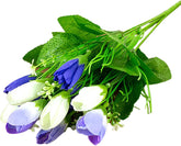 Artificial Flower Wedding Fake Plants 15 Heads Compatible with Wedding 1 Bouquet Blue