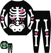 Tkria Kids Pajamas for Boys Skeleton Glow-in-The-Dark Cotton Sleepwear Toddler Clothes Halloween Outfit Size 1-7T…
