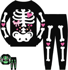 Tkria Kids Pajamas for Boys Skeleton Glow-in-The-Dark Cotton Sleepwear Toddler Clothes Halloween Outfit Size 1-7T…