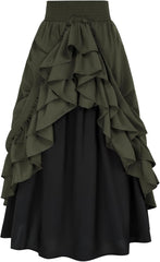 Scarlet Darkness Victorian Maxi Skirt for Women Renaissance Long Double-Layer Ruffle Skirt