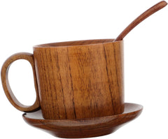 Wooden Coffee Mug Coaster and Spoon Rustic Design for Milk Juice and Water Cup for Home Office Use