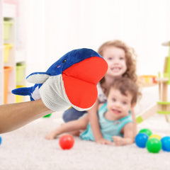 LUOZZY Animal Hand Puppet Cartoon Blue Whale Puppet Toy Storytelling Animal Hand Toy Children Creative Gifts - 30CM