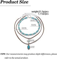 Fashionable Gold and Turquoise Boho Layered Choker Necklace for Women