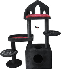 cat Tree - 45in Cat Tower with Scratching Post for Indoor Cats, Stylish Black cat Stand cat Tree Halloween