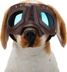 Pet Sunglasses Dog Goggles Reflective Lenses Adjustable Button Pu Leather for Puppy Outdoor Activities