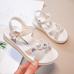 Toddler Girl Dress Shoes Children Shoes Summer Flower Sandals Fashion Little Girls Soft Sole Princess Sandals (White, 11 Little Child)