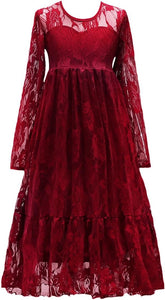 Flower Girls Dresses Bridesmaid Wedding Pageant Party Princess Communion Floral Boho Vintage Lace Dance Gown