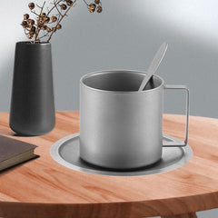 Coffee Mug Coffee Cup Smooth for Latte Juice for Men Women Unbreakable with Handle for Camping Tea Cup with Saucer and Spoon