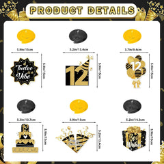 12 is a Vibe Banner Gold Glitter with Hanging Swirls, 12th Birthday Decorations for Girls Boys, 12 Year Old Girl Boy Birthday Decorations for Party Supplies Ideas Gifts